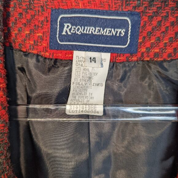 Vintage 90's Buffalo Plaid Blazer One Button Women's Red & Black - Picture 3 of 7